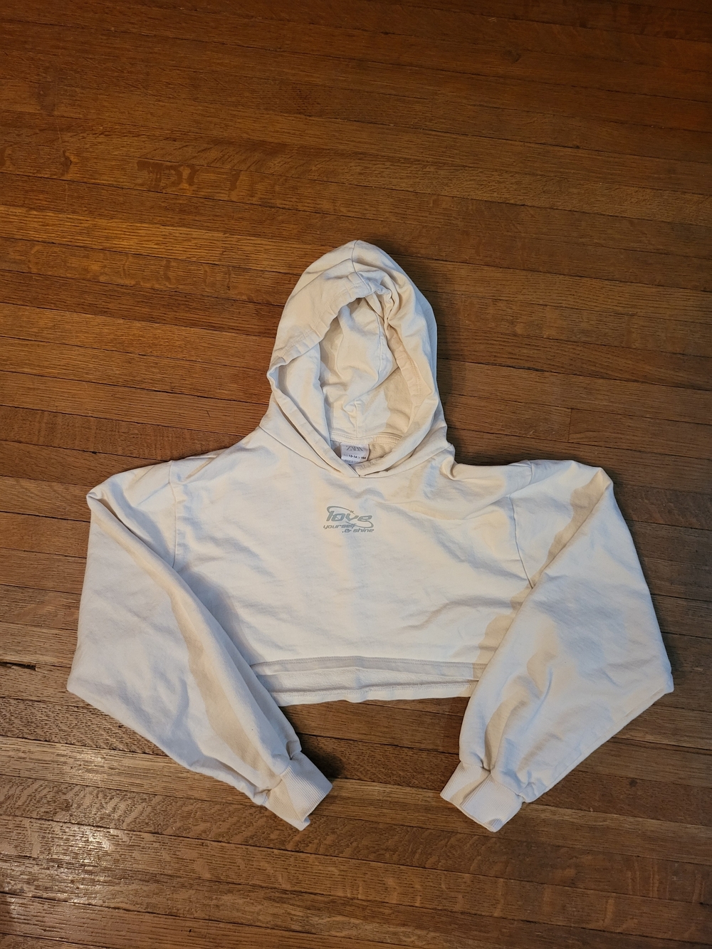 Zara Girls White Cropped Hoodie Tank Top